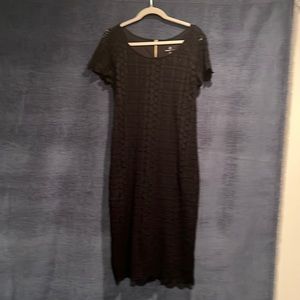 Ronni Nicole black lace short sleeve dress.